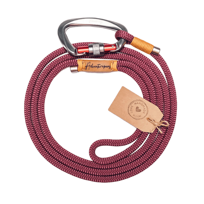 maroon climbing rope dog leash