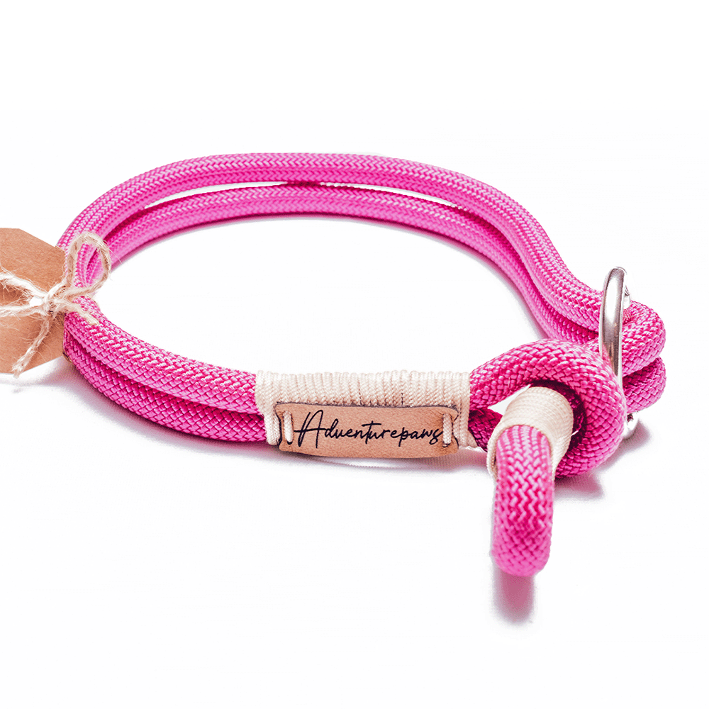 pink climbing rope dog collar